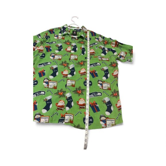 NFL SEATTLE SEAHAWKS Men's Christmas Shirt Button Down Casual Size XL Santa - Picture 8 of 8